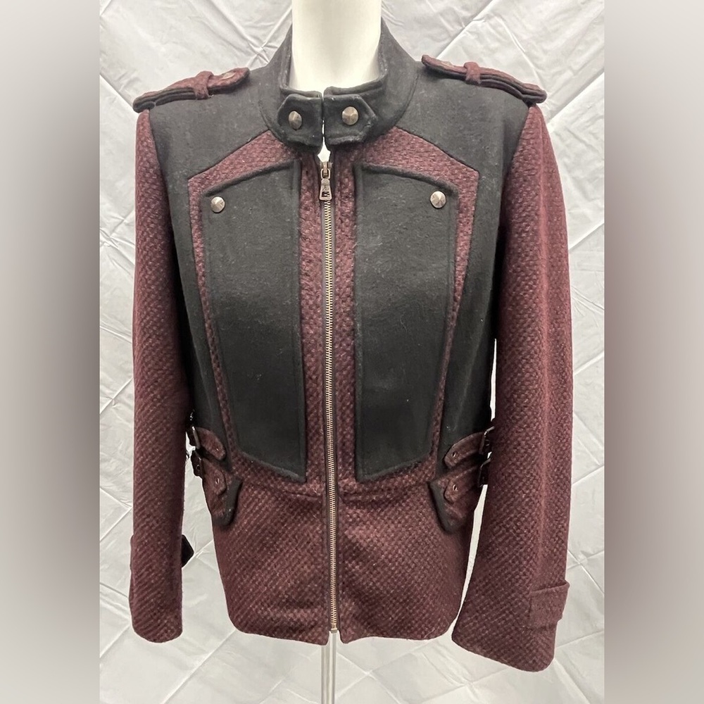 Sam Edelman Vintage Wool Blend Red Black Checked Jacket Women’s Large